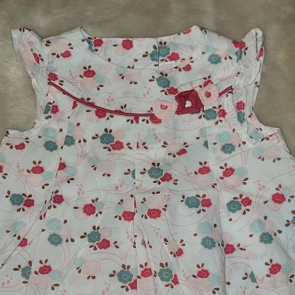 JANIE AND JACK WHITE POPPY PRINT SUMMER TOP, SIZE 12-18 MONTHS - Picture 2 of 9